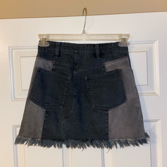 Free People Black/Grey Denim Skirt - Picture 3 of 4